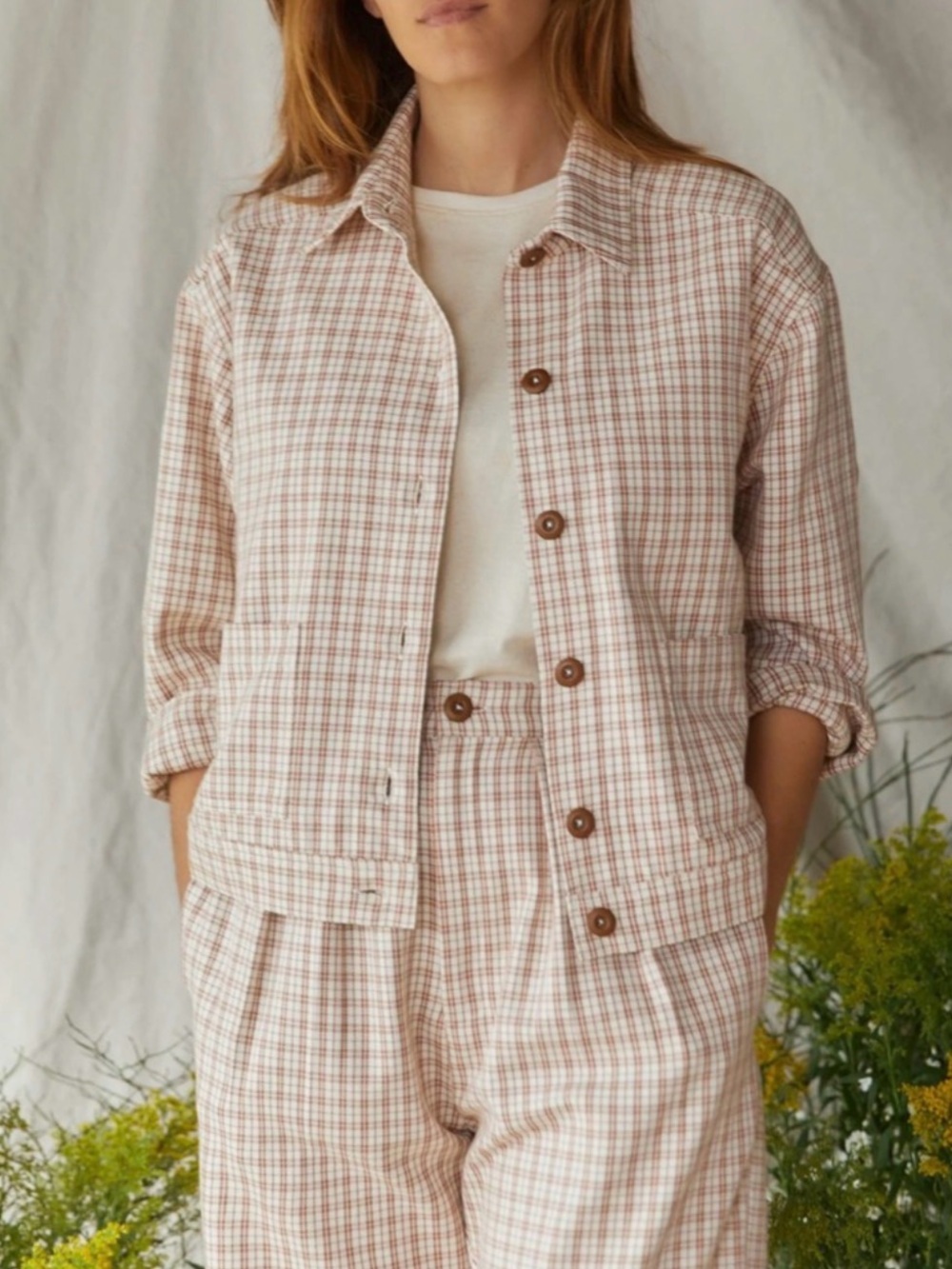 Christy Dawn The Palmer Jacket in Mocha Plaid Organic Cotton Medium